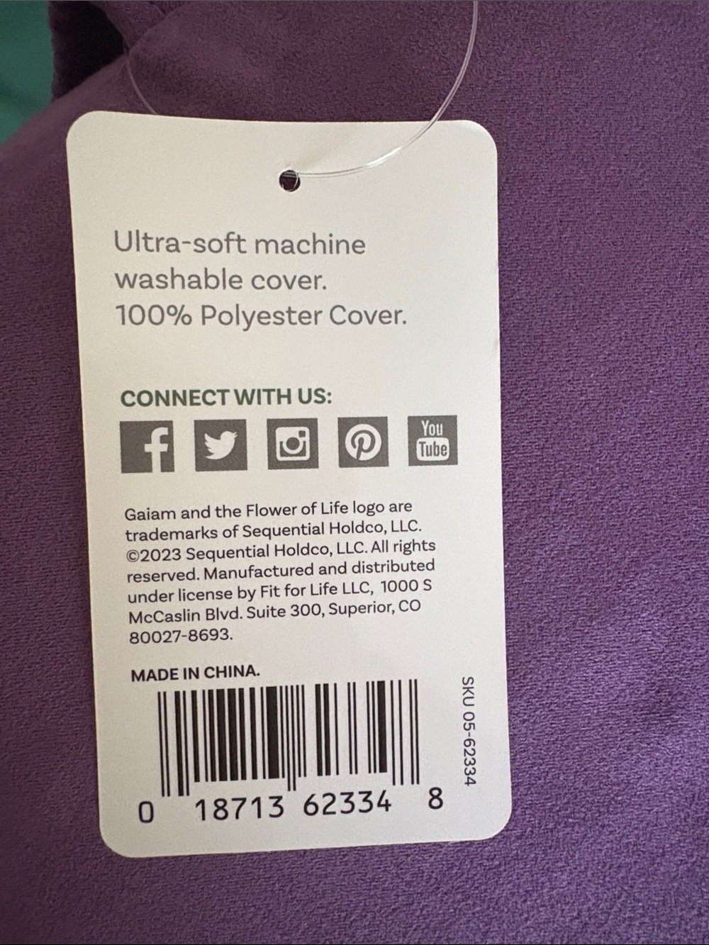 GAIAM purple rectangular Yoga Bolster washable cover NWT Meditation - Picture 4 of 5